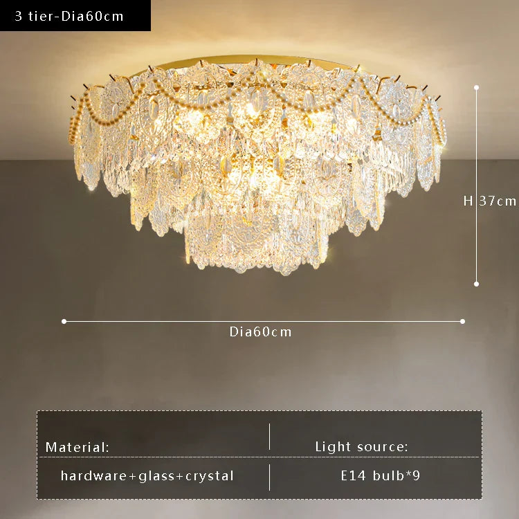 DecorBites™ Gold Pearl Pendant Chandelier - Living Room & Bedroom Decor