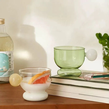 DecorBites™ Glass Spherical Handle Coffee Mug, 310ml