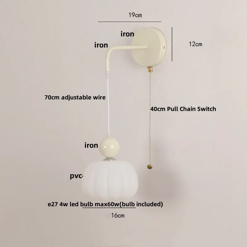 DecorBites™ Iron Nordic LED Wall Light Fixture Glass Adjustable Bedside Lamp