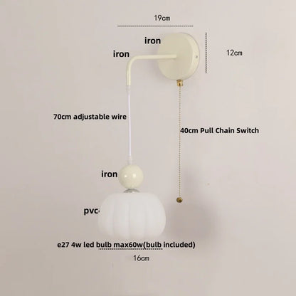 DecorBites™ Iron Nordic LED Wall Light Fixture Glass Adjustable Bedside Lamp