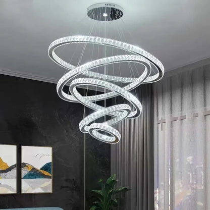 DecorBites™ Elegant Gold Rings Chandelier LED Pendant Lamp