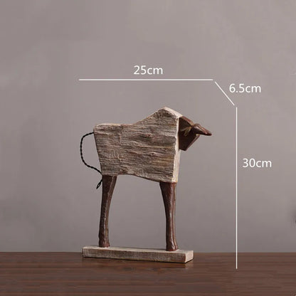 DecorBites™ Horse Sculpture: Handmade Wood Grain Design, Animal Figurine for Home Decor