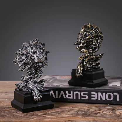 Decorbites™ Löwenkopf-Harzstatue Vintage Tier-Imitat-Bronze Heim- und Büro-Dekoration