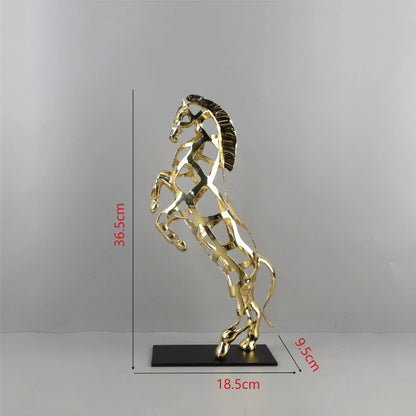 DecorBites™ Golden Horse Metal Sculpture: Elegant Home Decor Figurine