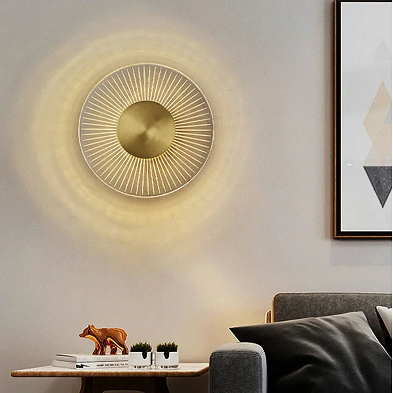 DecorBites™ Gold LED Round Wall Lamp for Elegant Indoor Lighting