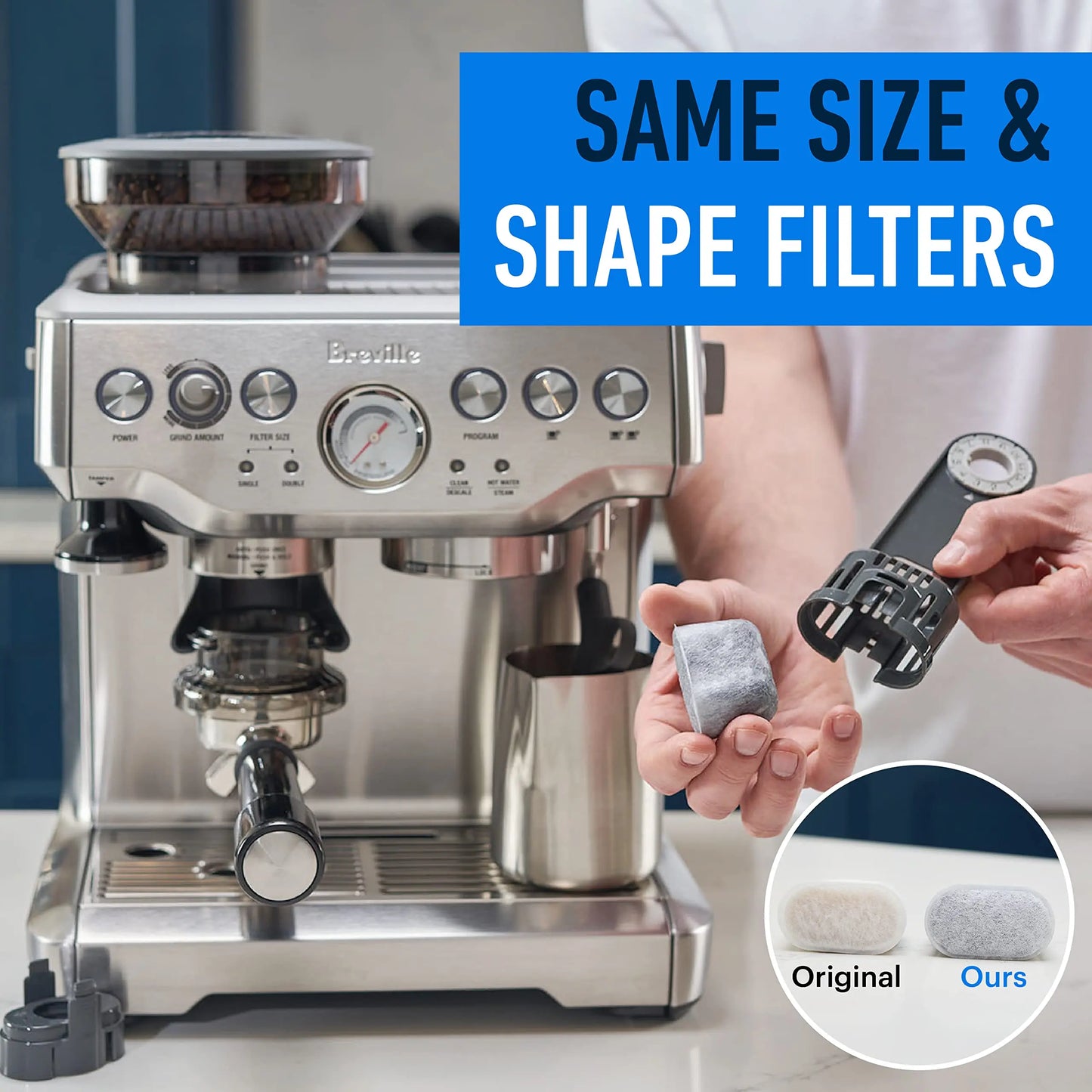 Decorbites™ Espressomaschine Wasserfilter - 6er-Pack Breville BWF100 Aktivkohlefilter-Ersatz