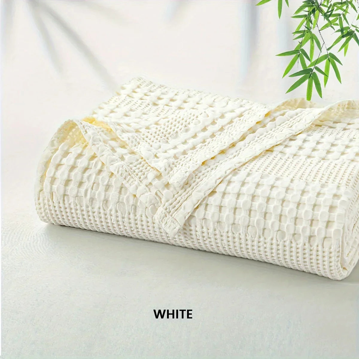 Decobites Bamboo Cotton Waffle Blanket - Lightweight Breathable Blanket