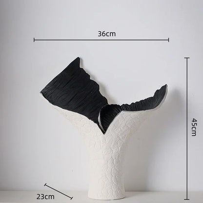 DecorBites™ Jarrón de resina negra y dorada para decoración del hogar