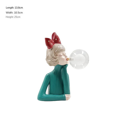 DecorBites™ Bubble Girl Statue Ornament: Modern & Simple Night Light Décor for Home, Bedroom, Living Room