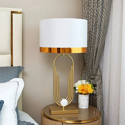 DecorBites™ Brass Table Lamp: Modem Luxury Antique Gold Lighting for Home Decor & Office Room