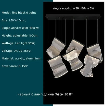 DecorBites™ Acrylic Leaf Chandelier LED Light Dimmable Luxury Pendant for Home Decor