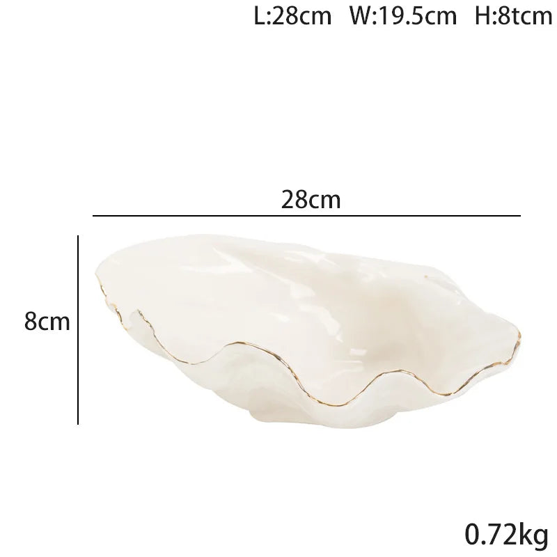 Cuenco de Concha Marina de Cerámica Oro Decorbites™: Bandeja de Almacenamiento Decorativa de Lujo para Dulces, Frutas, Joyería