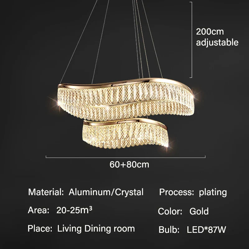 DecorBites™ Crystal Chandelier Luxury LED Lighting for Living Dining Kitchen Bedroom
