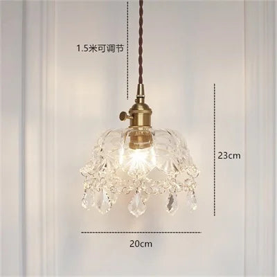 Green Glass Pendant Light Polished Copper 3-Head