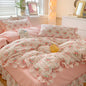 Decobites Floral Lace Ruffles Girl Bedding Set with Quilt/Duvet Cover, Sheet & Pillowcases