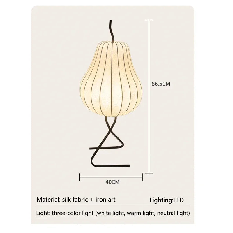 Lámpara de Suelo de Seda Japonesa Decorbites™: Lámpara de Tela LED Wabi Sabi para Sala de Estar y Dormitorio