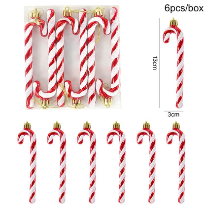 6pcs Christmas Lollipop Candy Cane Pendant Xmas Tree Hanging Ball Ornaments Christmas Decorations for Home 2024 New Year Gift