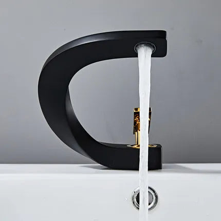 DecorBites™ Gold Bathroom Faucet | Deck Mounted Sink Tap | Hot and Cold Basin Mixer