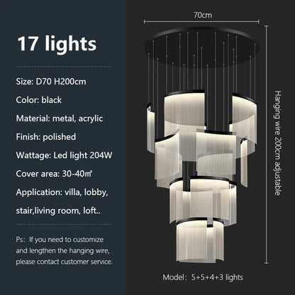 DecorBites™ Acrylic LED Chandelier: Modern Light Luxury Dimmable Pendant for Living Room-Elegant Lighting Fixtures