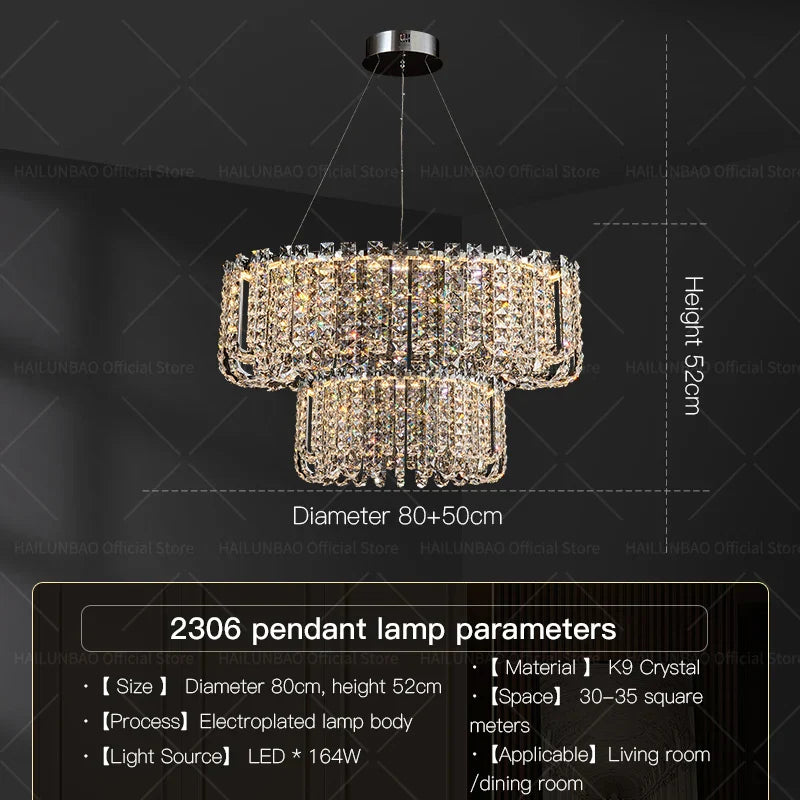 DecorBites™ Crystal Chandelier for Elegant European Living Spaces