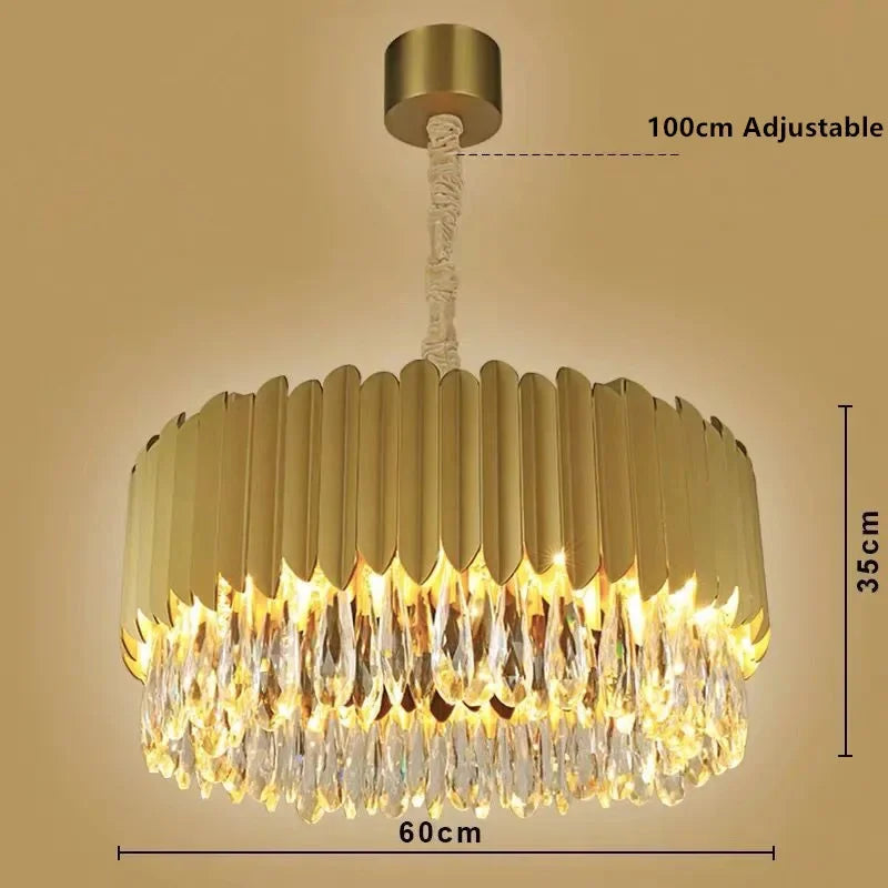 ثريا كريستال DecorBites™: مصباح LED دائري باللون الأسود الذهبي لغرفة المعيشة أو غرفة النوم