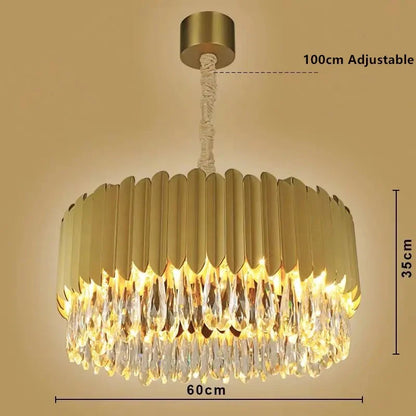 ثريا كريستال DecorBites™: مصباح LED دائري باللون الأسود الذهبي لغرفة المعيشة أو غرفة النوم