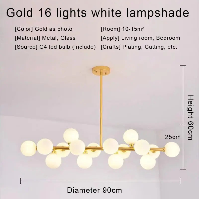 DecorBites™ Gold LED Chandelier, Modern Pendant Light for Living Room, Kitchen, Bedroom, Dining Room