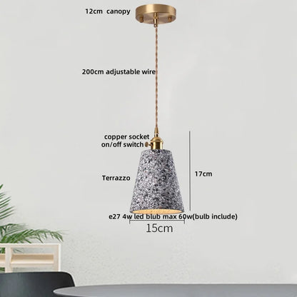 DecorBites™ Black Terrazzo Stone LED Pendant Lamp Modern Nordic Hanging Lights