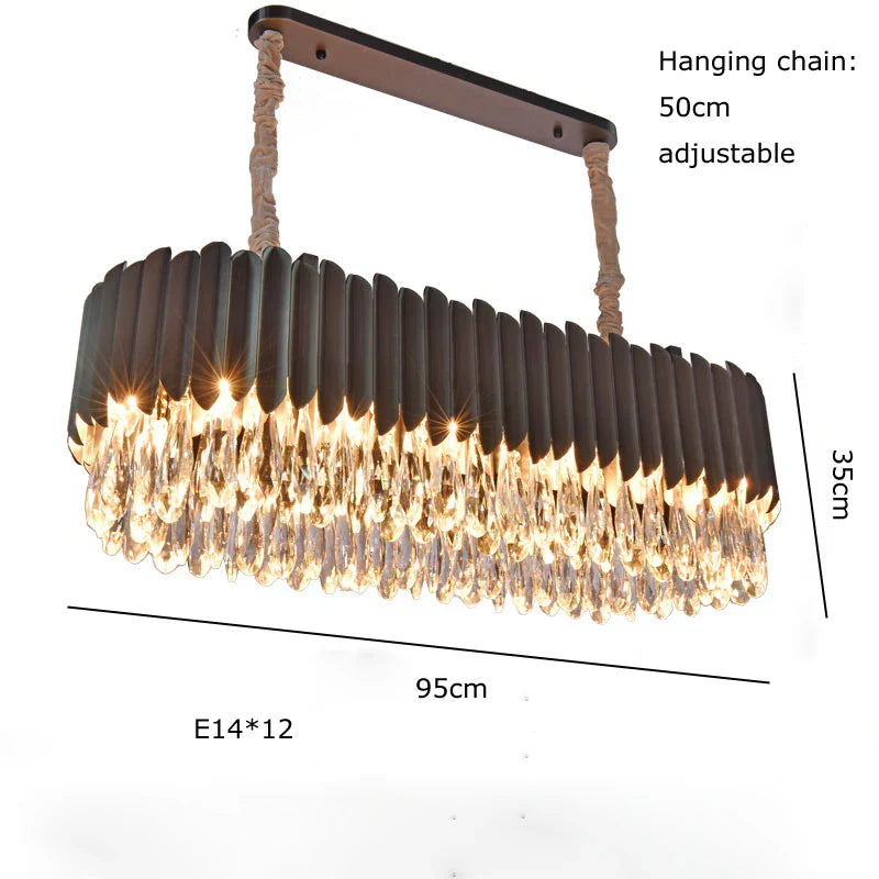 Lámpara colgante de cristal dorado en forma de gota de agua Decorbites™ - Lámpara de suspensión negra