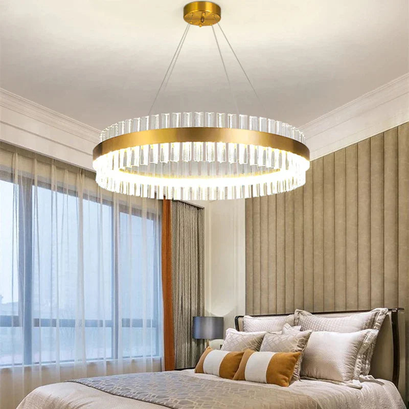 DecorBites™ Gold Crystal Chandelier: Modern LED Luxury Lighting for Dining Living Bedroom