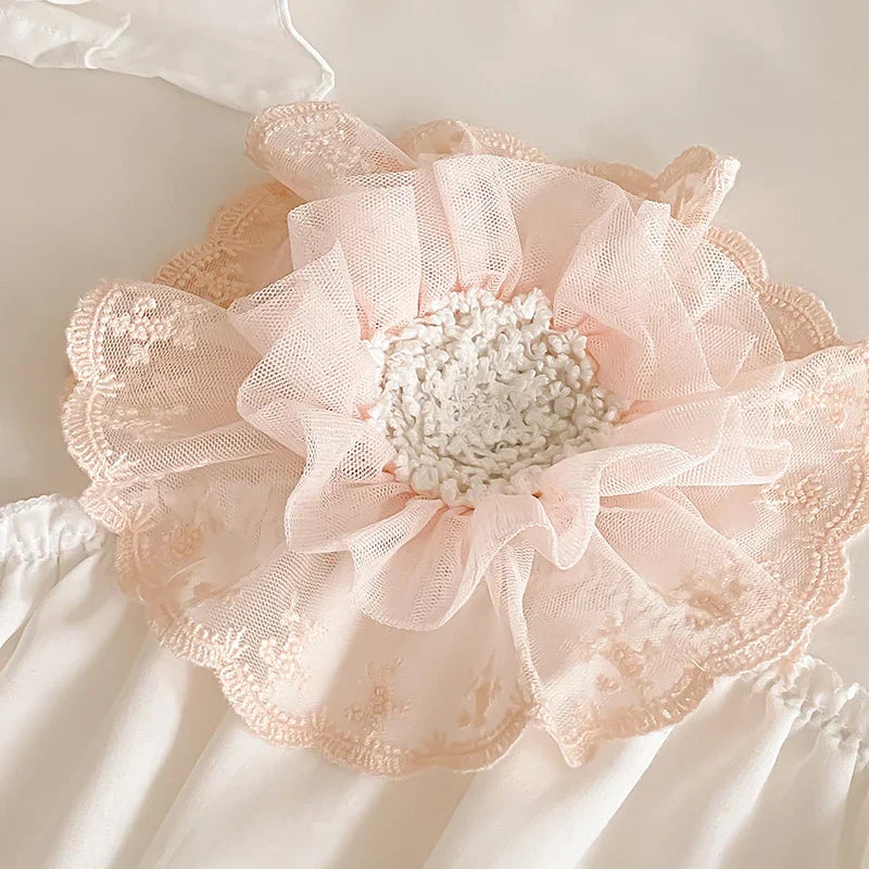 DecorBites™ Lace Ruffles Flowers Embroidery 4Pc Egyptian Cotton Bedding Set