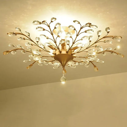 DecorBites™ Crystal Tree Chandelier Ceiling Light for Bedroom with LED E14 Bulbs