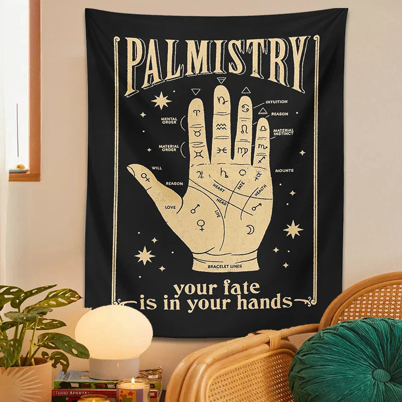 Decobites Palmistry Tapestry Wall Hanging: Retro Witchcraft Bohemian Art for Home Decor