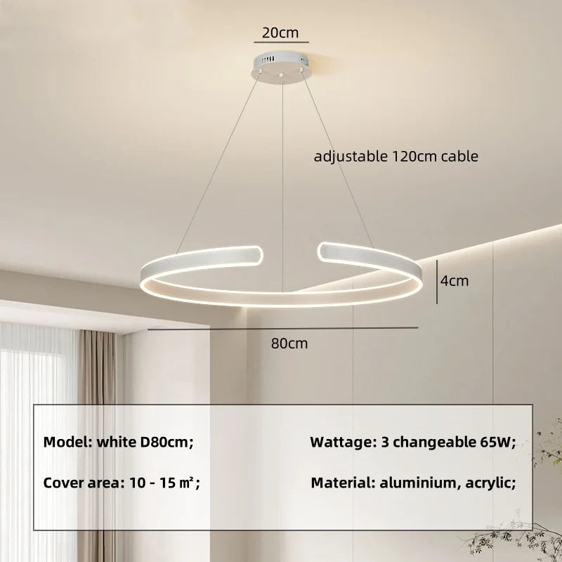 DecorBites™ Circle Pendant Chandelier Dimmable LED Lights for Modern Living Room