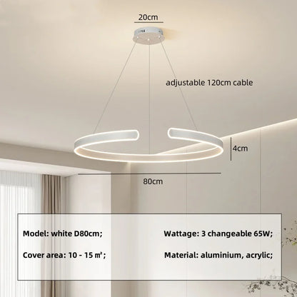 DecorBites™ Circle Pendant Chandelier Dimmable LED Lights for Modern Living Room