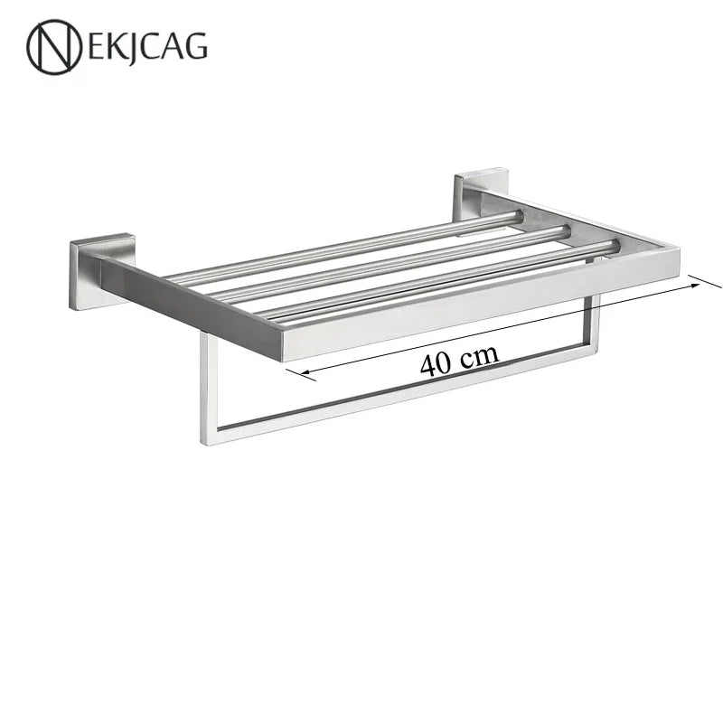 مجموعة حمام ديكوربايتس™ السوداء: حامل مناشف، حامل ورق، قضيب ذهبي، خطاف رداء - إكسسوارات من الفولاذ المقاوم للصدأ