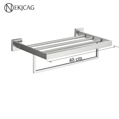 مجموعة حمام ديكوربايتس™ السوداء: حامل مناشف، حامل ورق، قضيب ذهبي، خطاف رداء - إكسسوارات من الفولاذ المقاوم للصدأ