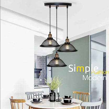 DecorBites™ Black Iron Net-Cage Kitchen Pendant Light with LED for Bedroom & Living Room