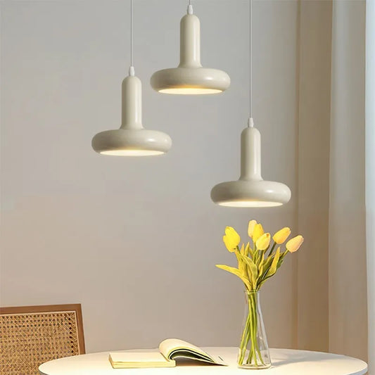 DecorBites™ Disc Shaped LED Pendant Light in Cream White Green for Bedroom Living Rooms