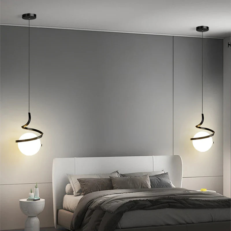 Nordic Glass Ball Pendant Light in Iron Finish