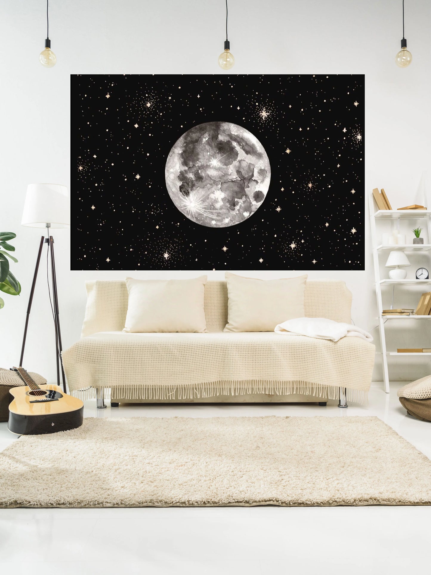 Decobites Moon Phase Tapestry: Psychedelic Starlight Wall Art for Bedroom Decor