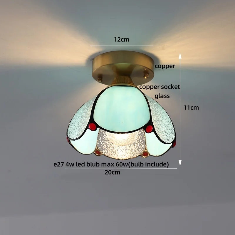DecorBites™ Butterfly Glass Tiffany LED Ceiling Light - Nordic Modern Copper Lamp