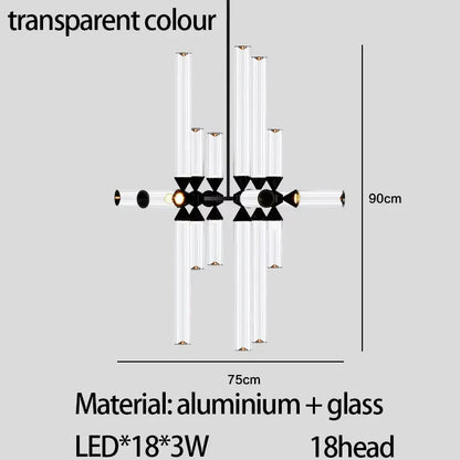 DecorBites™ Glass Tube Chandelier: Modern LED Pendant Lamp for Living Room, Bedroom, Cafe, and Dining Room.