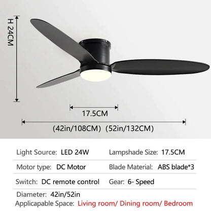DecorBites™ Black DC Ceiling Fan Light with Remote Control and LED Chandelier