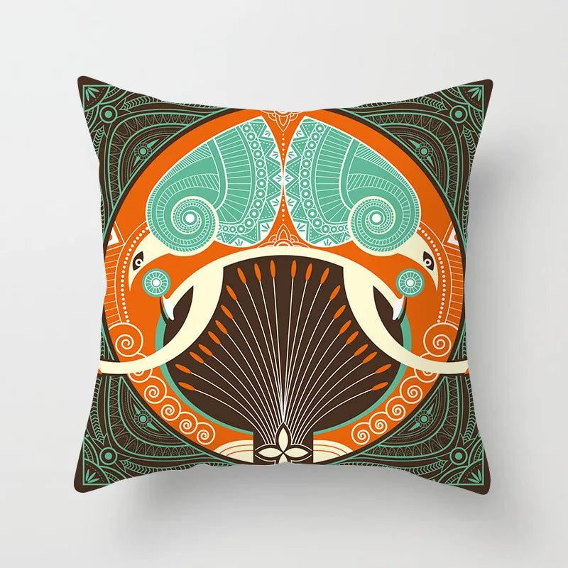 غطاء وسادة هندسي مربع من DecorBites™، غطاء وسادة أريكة بتصميم عرقي عتيق، مقاس 45×45 سم، ديكور منزلي