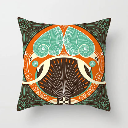 غطاء وسادة هندسي مربع من DecorBites™، غطاء وسادة أريكة بتصميم عرقي عتيق، مقاس 45×45 سم، ديكور منزلي