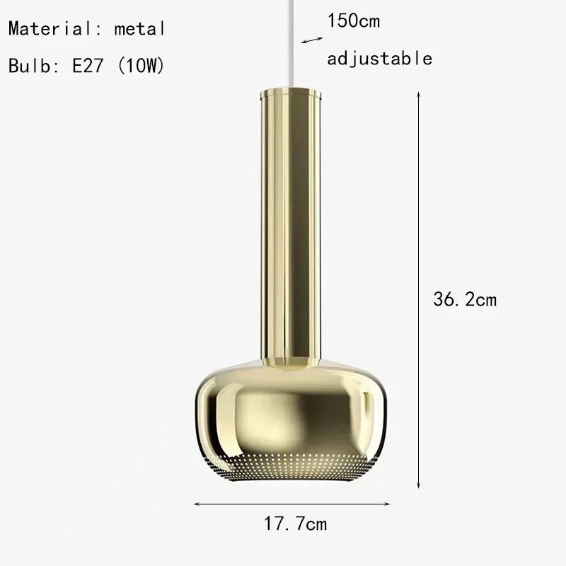 DecorBites™ Gold Chrome Pendant Light Adjustable Wire E27 Bulb Dining Room Sofa Lamp