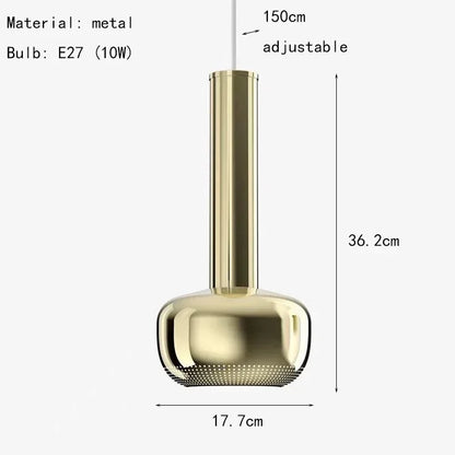 DecorBites™ Gold Chrome Pendant Light Adjustable Wire E27 Bulb Dining Room Sofa Lamp