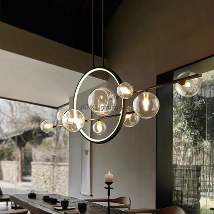 DecorBites™ Glass Strip Bubble Chandelier: Unique Magic Bean Pendant Light for Modern Decor