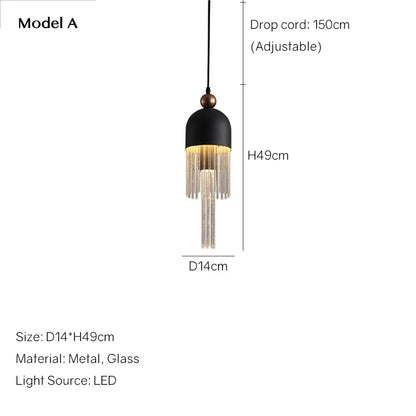 DecorBites™ Children's Room Glass Pendant Light Bedrooms Bedside Chandelier Metal Dining Table Lamp